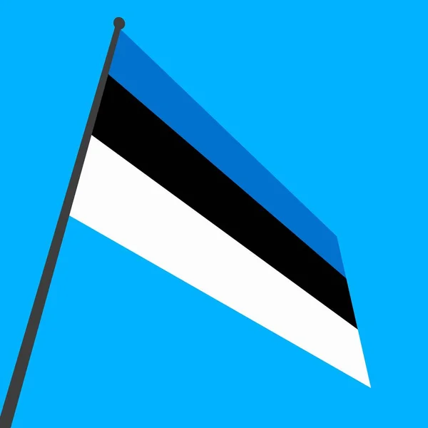 Vlag Van Estland Een Vlaggenmast Een Blauwe Achtergrond Landen Van — Stockfoto