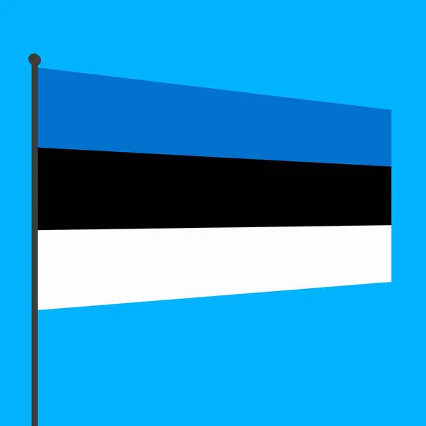 Estlands Flagga Flaggstång Med Blå Bakgrund Världens Länder — Stockfoto