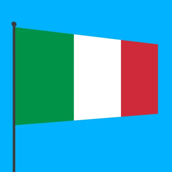 Flagge Italiens Einem Fahnenmast Auf Blauem Hintergrund Länder Der Welt — Stockfoto