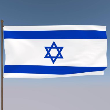 Gri-mavi arka planda İsrail bayrağı. 3d oluşturma.