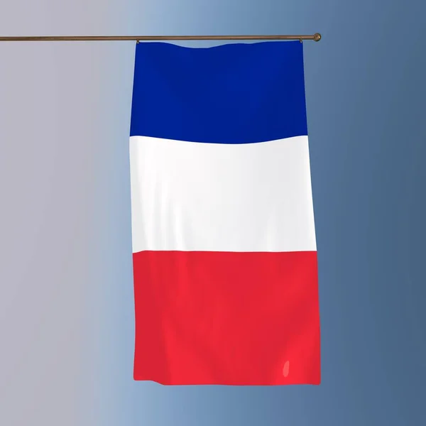 グレーブルーの背景にフランスの旗 3Dレンダリング — ストック写真