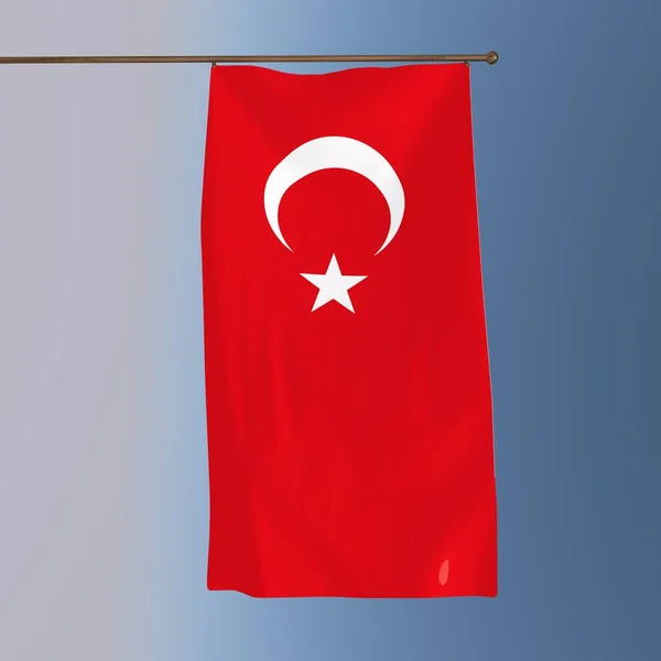 Bendera Kalkun Dengan Latar Belakang Abu Abu Biru Rendering — Stok Foto