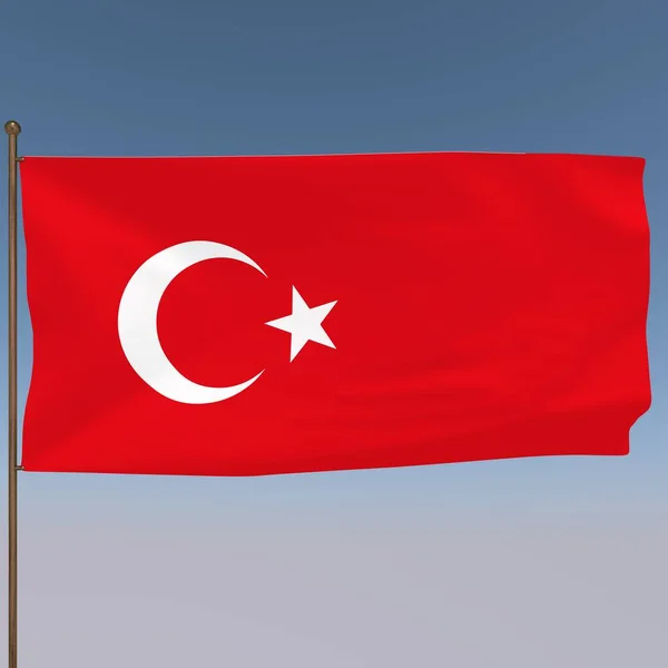 Türkische Flagge Auf Graublauem Hintergrund Darstellung — Stockfoto