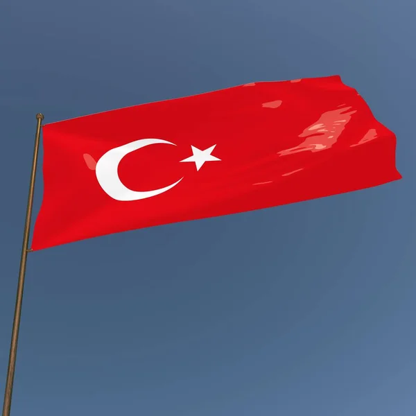 Drapeau Turquie Sur Fond Gris Bleu Rendu — Photo