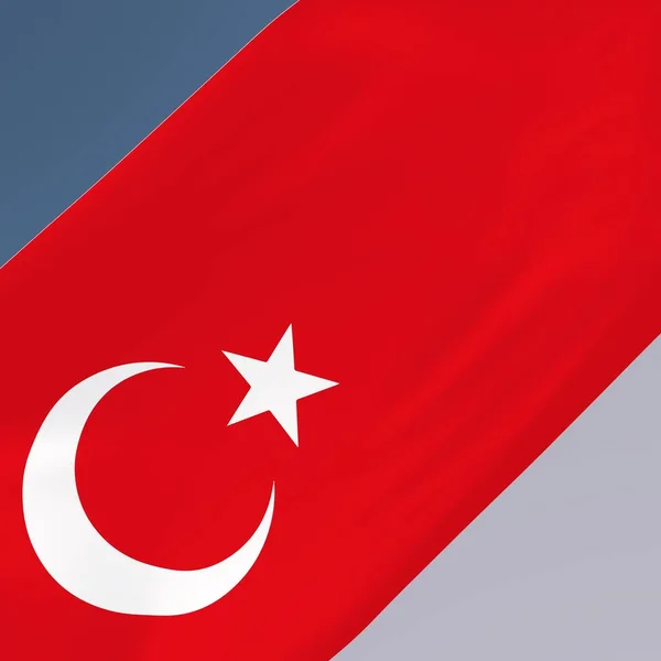 Türkische Flagge Auf Graublauem Hintergrund Darstellung — Stockfoto