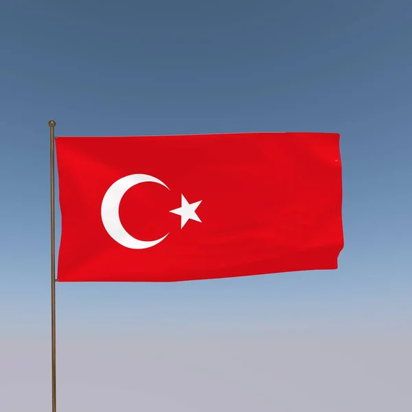 Turkije Vlag Een Grijs Blauwe Achtergrond Destructie — Stockfoto