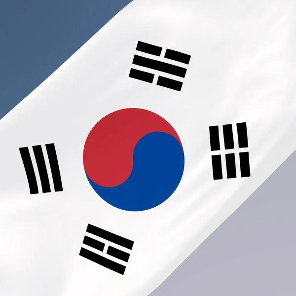 Flag South Korea Gray Blue Background Rendering — стоковое фото