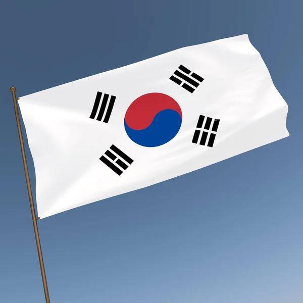 Flagga Sydkorea Grå Blå Bakgrund Konvertering — Stockfoto
