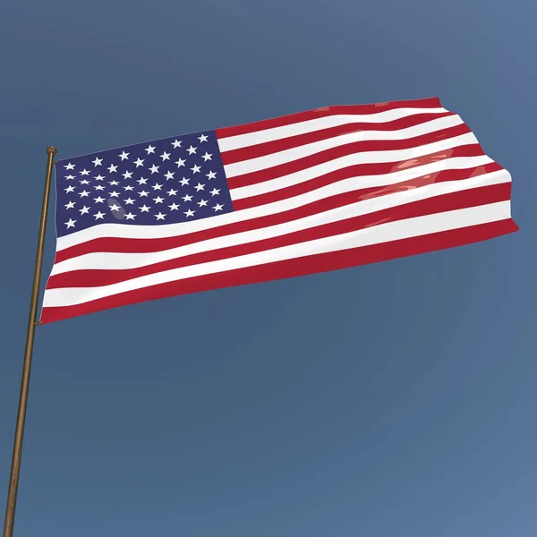 Usa Flag Gray Blue Background Rendering — стоковое фото
