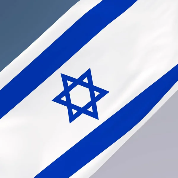 Bandeira Israel Sobre Fundo Cinza Azul Renderização — Fotografia de Stock