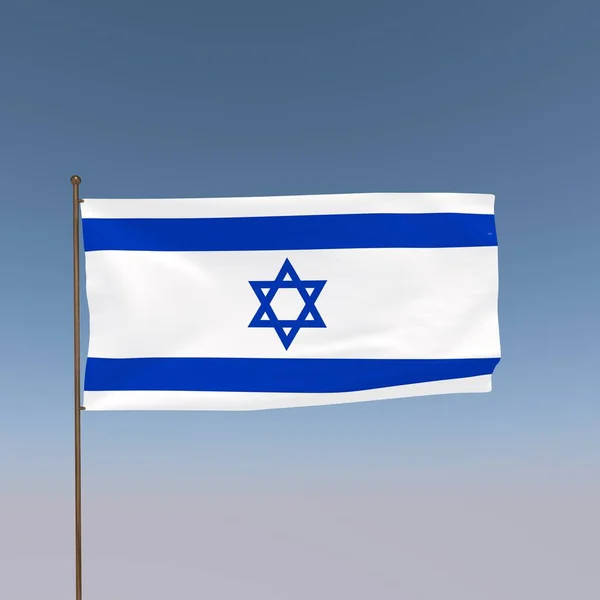 Izraelská Vlajka Šedomodrém Pozadí Vykreslování — Stock fotografie