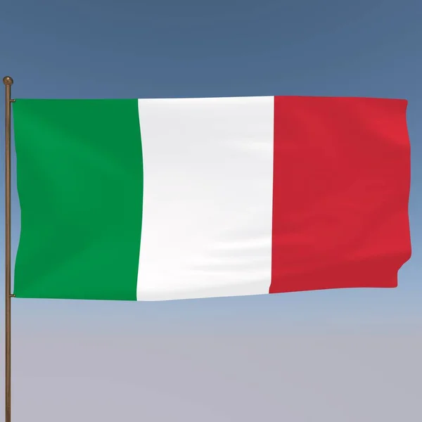 Olasz Zászló Szürke Kék Háttérrel Renderelés — Stock Fotó