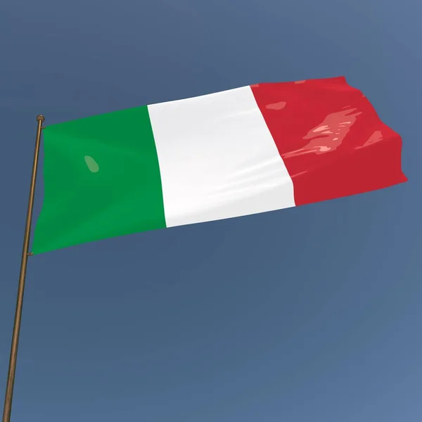 Bandeira Itália Sobre Fundo Cinza Azul Renderização — Fotografia de Stock