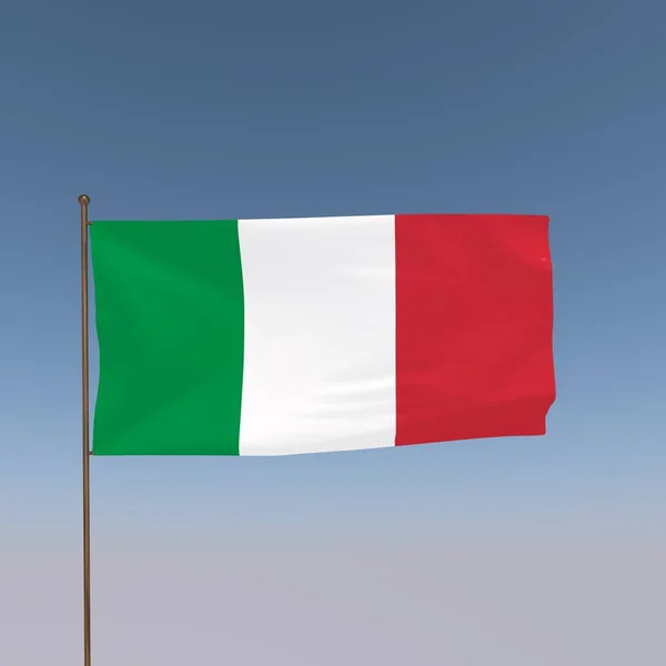 Flagge Von Italien Auf Graublauem Hintergrund Darstellung — Stockfoto