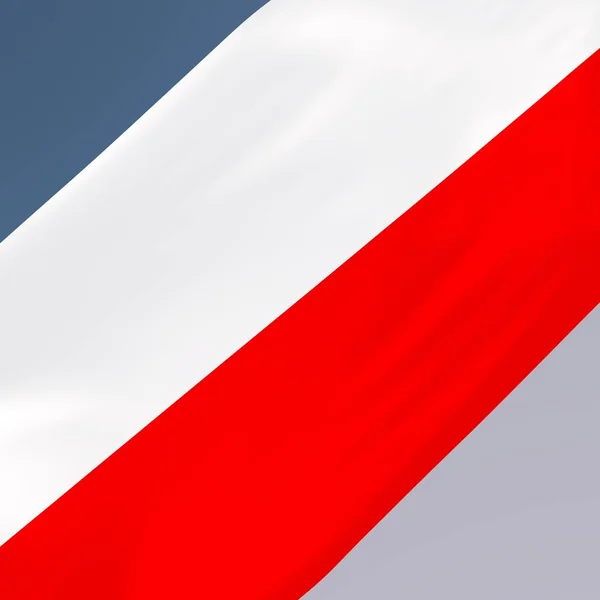 Bandera Polonia Sobre Fondo Gris Azul Renderizado — Foto de Stock