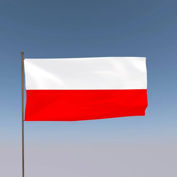 Bandiera Della Polonia Sfondo Grigio Blu Rendering — Foto Stock