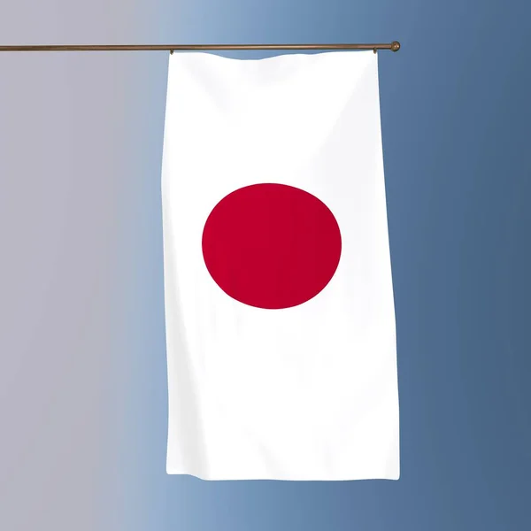 Bandeira Japão Sobre Fundo Cinza Azul Renderização — Fotografia de Stock