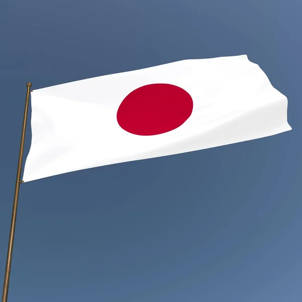 Bandera Japón Sobre Fondo Gris Azul Renderizado — Foto de Stock