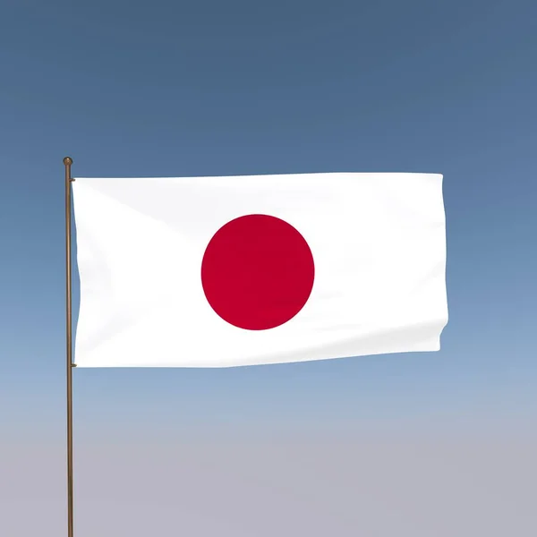 Flagge Japans Auf Graublauem Hintergrund Darstellung — Stockfoto