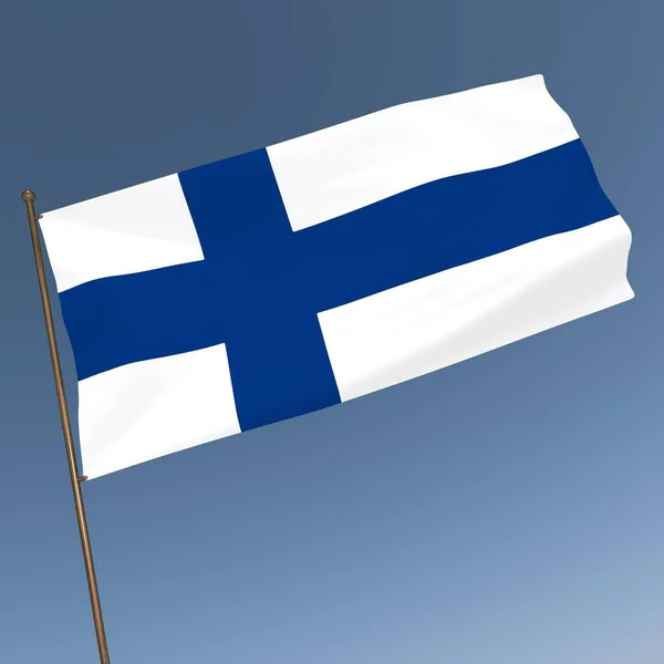 Flag Finland Gray Blue Background Rendering — стоковое фото