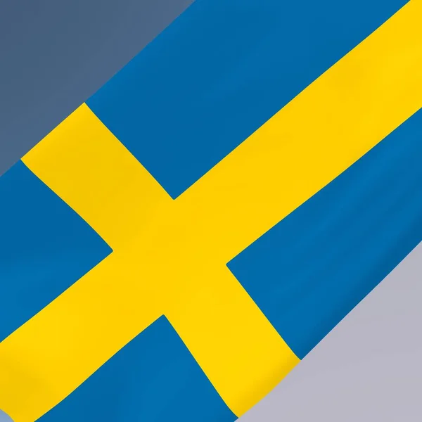 Flag Sweden Gray Blue Background Rendering — стоковое фото