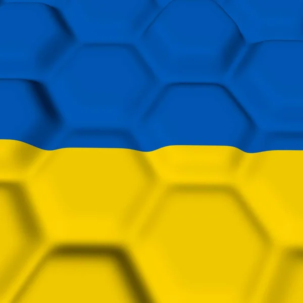Abstract Blue Yellow Background Form Three Dimensional Hexagons Rendering — стоковое фото