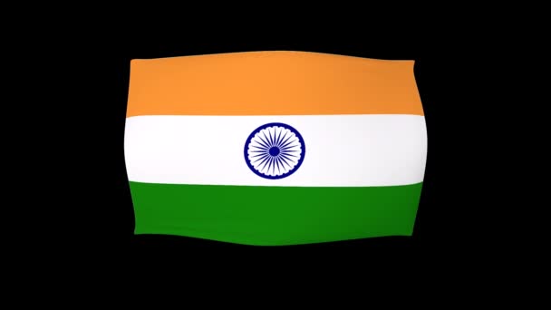 Symulacja Flagi Indii Kołyszących Się Wietrze Animacja Renderowania — Wideo stockowe