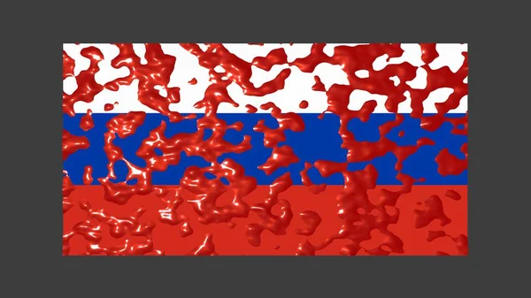 Flaga Rosji Jest Splamiona Krwią Utylizacja — Zdjęcie stockowe