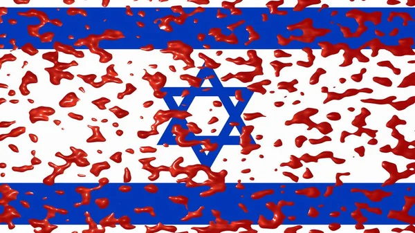 Flag Israel Bloodstains Red Paint Rendering — Foto de Stock