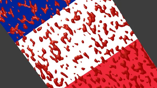 Flagge Frankreichs Blutflecken Oder Roter Farbe Rendering — Stockfoto