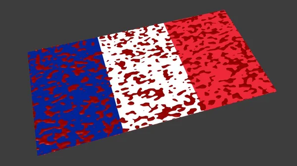 Flag France Bloodstains Red Paint Rendering — Foto de Stock