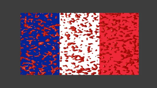 Flag France Bloodstains Red Paint Rendering —  Fotos de Stock