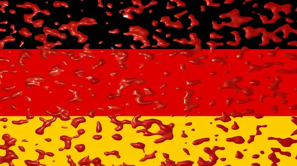 Vlajka Německa Krvavých Skvrnách Nebo Červené Barvě Renderování — Stock fotografie