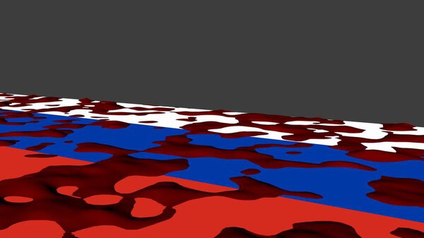 The flag of Russia is stained with blood. Rendering.