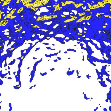 Sarı ve mavi yağ lekelerinin soyut arkaplanı. Doku veya çıkartma.