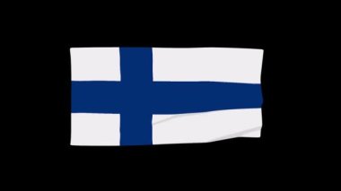 Finlandiya 'nın rüzgarda savrulan 3D cilt bayrağı. 3B görüntüleme.