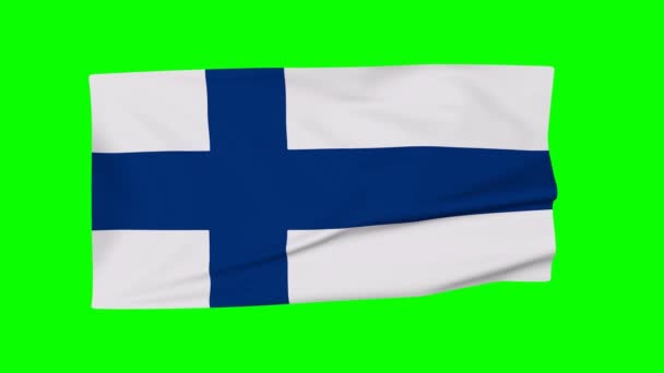 Объемный Флаг Финляндии Ветру Рендеринг — стоковое видео