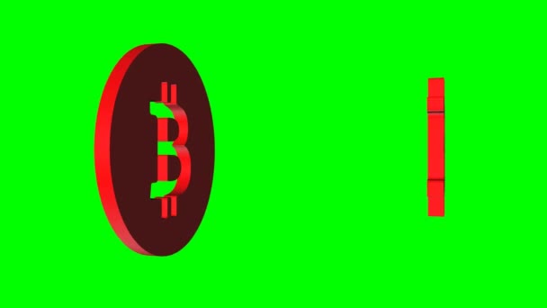 Iconos Giratorios Bitcoin Clave Croma Btc Animación Renderizado Bucle Sin — Vídeo de stock