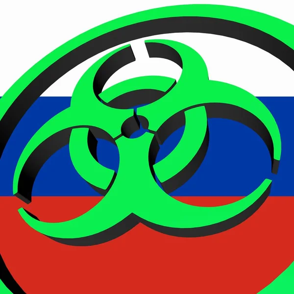 Bioweapon Sign Background Flag Russia Biohazard Rendering — стокове фото