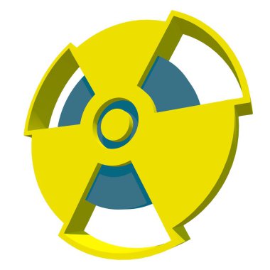 3 boyutlu radyasyon tehlikesi işareti. Nükleer savaş. Hazırlama.