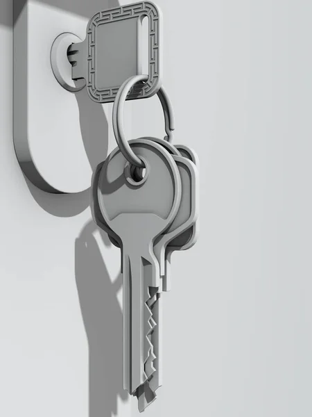 Ключи Двери Охрана Рендеринг — стоковое фото