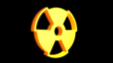 Dönen radyasyon tehlikesi işareti. Atom Enerjisi. Nükleer savaş. 3B görüntüleme.