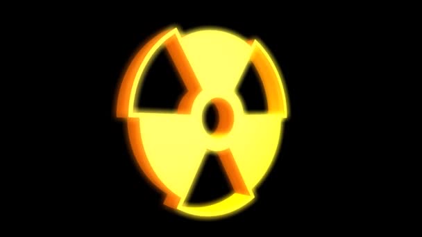 Περιστρεφόμενο Σήμα Κινδύνου Ακτινοβολίας Ατομική Ενέργεια Πυρηνικός Πόλεμος Απόδοση — Αρχείο Βίντεο