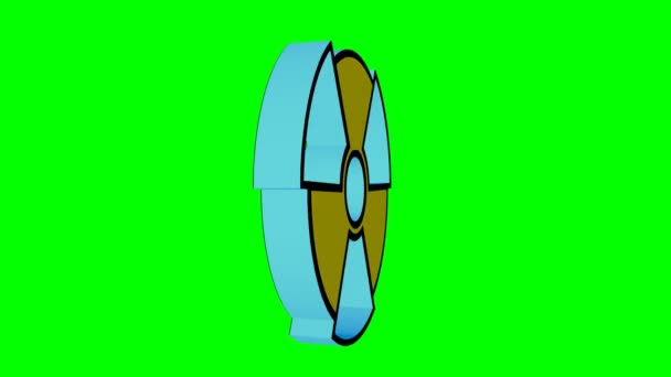旋转辐射危险信号 原子能 核子战争3D渲染 — 图库视频影像