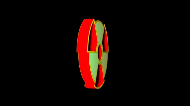 Вращающийся Знак Радиационной Опасности Атомная Энергия Ядерная Война Рендеринг — стоковое видео
