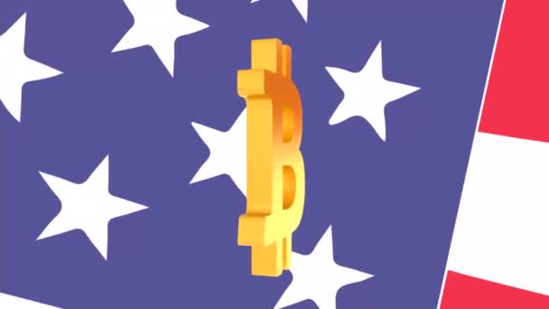 Bitcoin Sign Background Flag Loopable Rendering — Stock Video