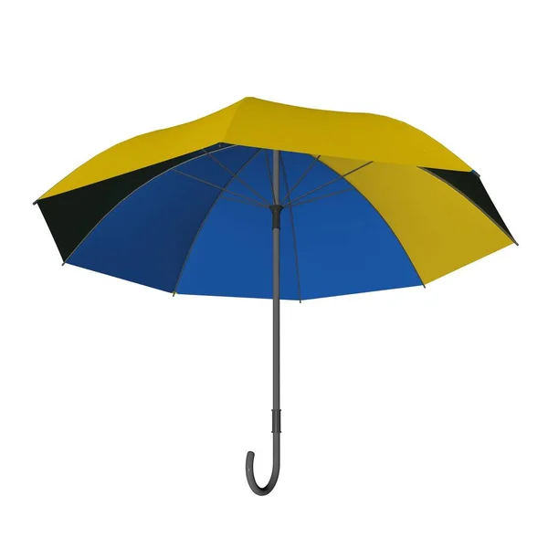 Yellow Blue Umbrella Rain Rendering — Photo