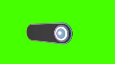 Gray 3d button, switch or slider on a green background.