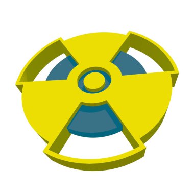 3 boyutlu radyasyon tehlikesi işareti. Nükleer savaş. Hazırlama.