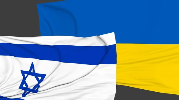 Drapeaux Israël Ukraine Sur Fond Gris Rendu — Photo